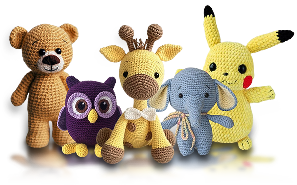 Grupo de Amigurumis. Dinheiro com Crochê.