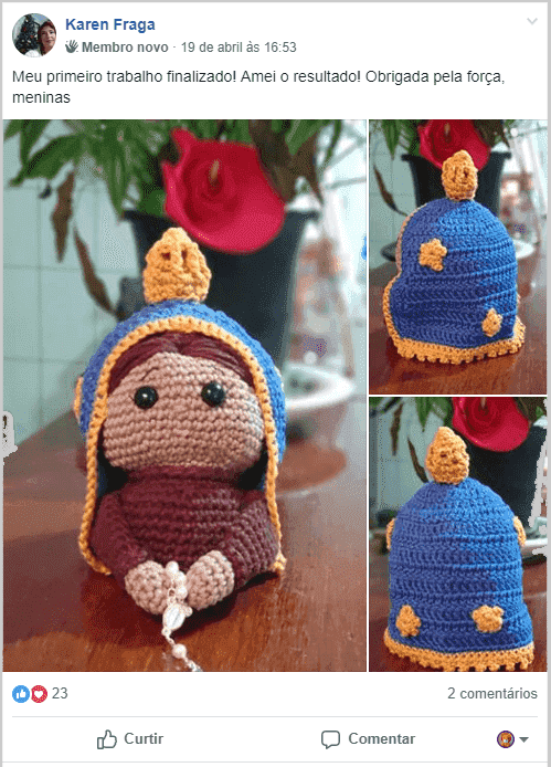 Amigurumi de Nossa Senhora Aparecida. Dinheiro com Crochê.